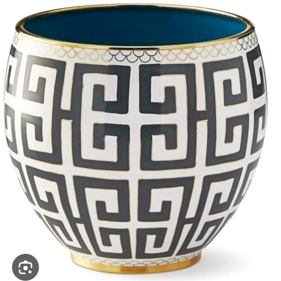 Greek Key Cloisonne Vase, Charcoal, Retail  Price $295.00US, Size Medium - Picture 1 of 12